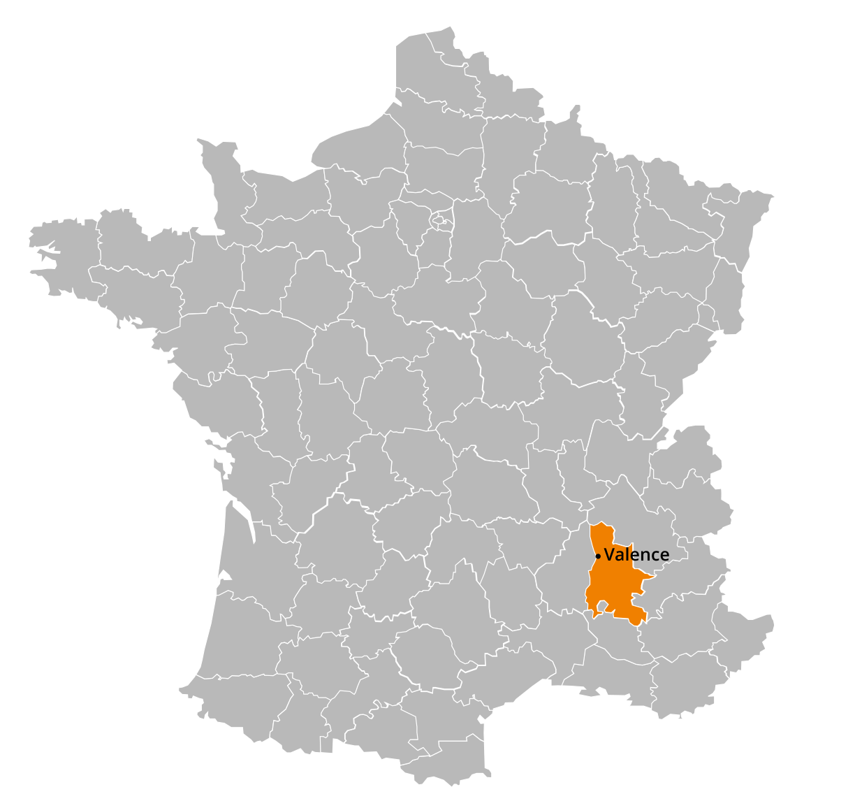 Carte de France pour situer le Festival du jeu de Valence
