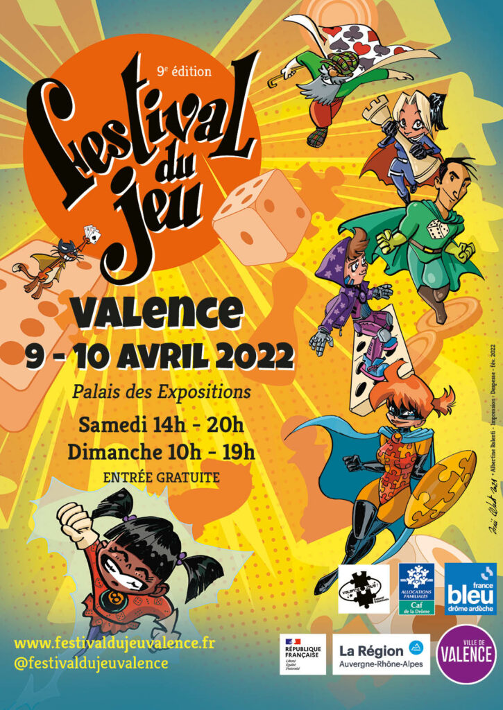 Affiche du Festival du jeu de Valence 9 et 10 avril 2022