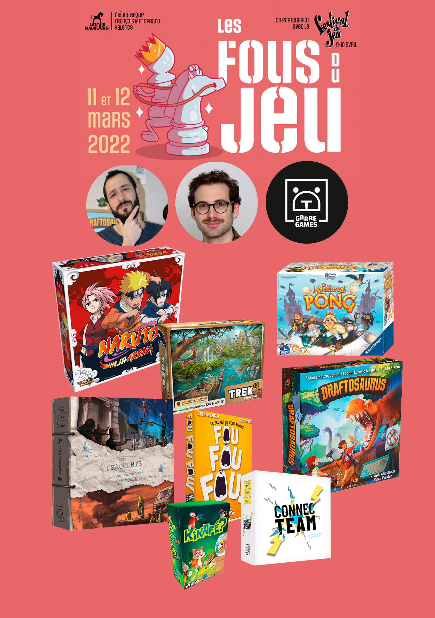 Rencontre à la médiathèque Latour-Maubourg avec les auteurs de jeux de société Corentin Lebrat, jonathan Favre-Godal et les éditions Grrre Games, samedi 12 mars 2022