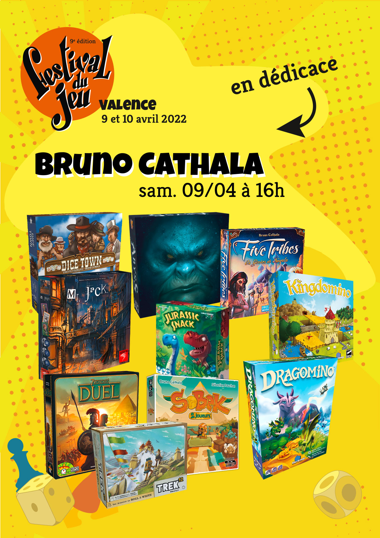 Bruno Cathala en dédicace au Festival du jeu de Valence samedi 9 avril à 16h