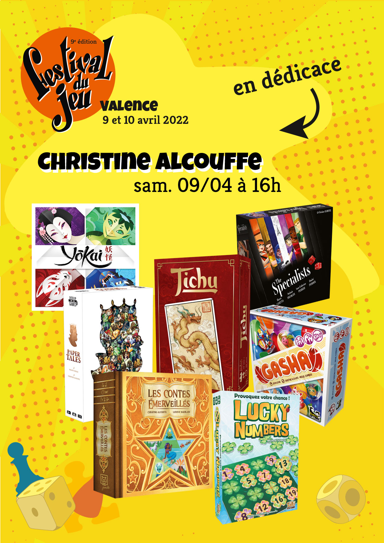 Christine Alcouffe en dédicace au Festival du jeu de Valence samedi 9 avril à 16h