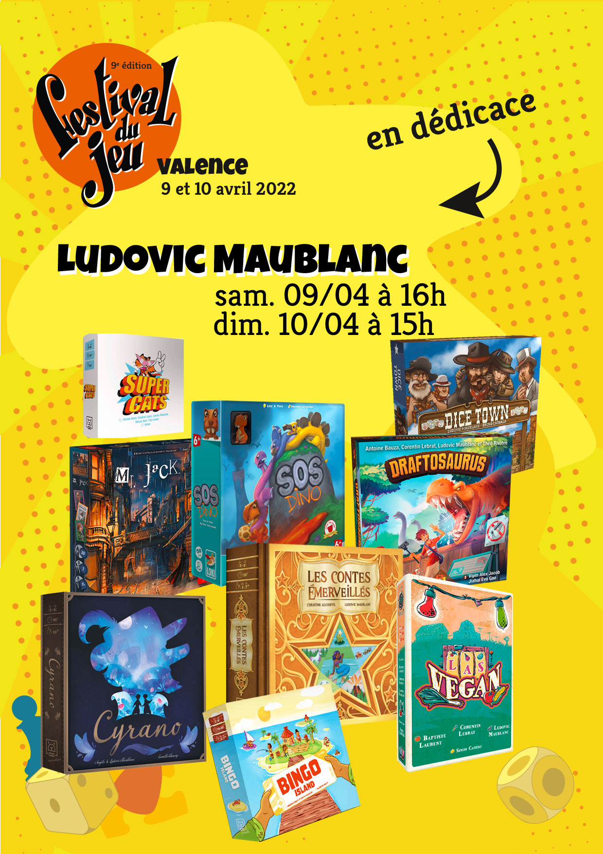 Ludovic Maublanc en dédicace au Festival du jeu de Valence au Palais des Expositions samedi 9 avril à 16h et dimanche 10 avril à 15h