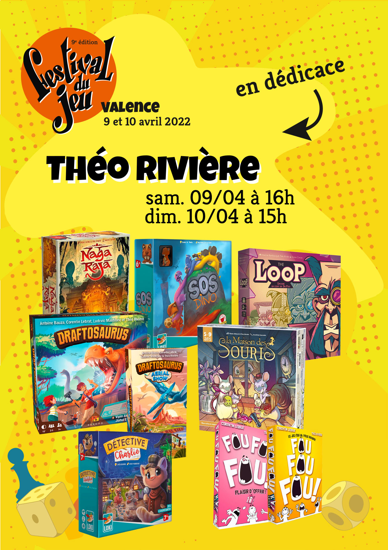 Theo Riviere en dédicace au Festival du jeu de Valence 9 et 10 avril 2022 au Palais des Expositions samedi 14h - 20h et dimanche 10h - 19h