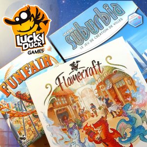 Flamecraft, Funfair,Suburbia, jeux de Lucky Duck Games