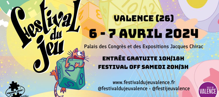 image illustrant le 10e festival du jeu de Valence 6 et 7 avril 2024 au Palais des congrès et des expositions Jacques Chirac