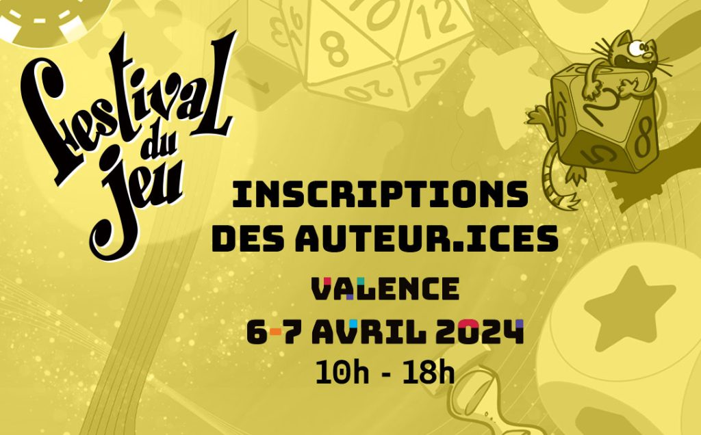 Lien vers les inscriptions des auteurs et autrices au 10e Festival du jeu de Valence 2024