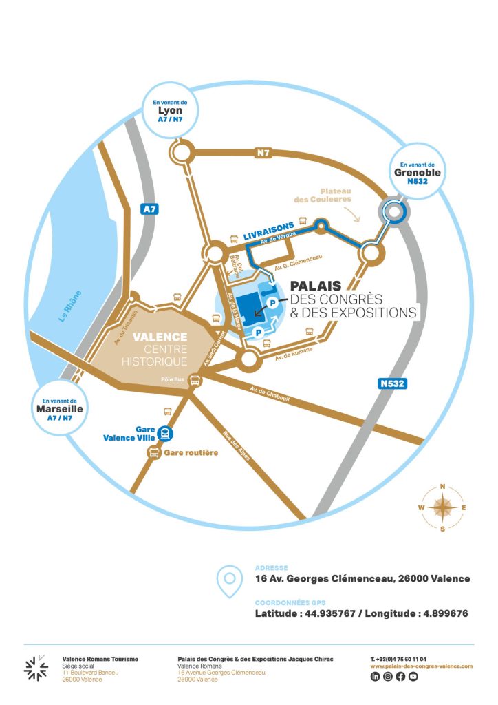 plan d'accès au Palais des Congrès et des expositions de Valence